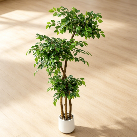5FT Artificial Ficus Tree with White Planter